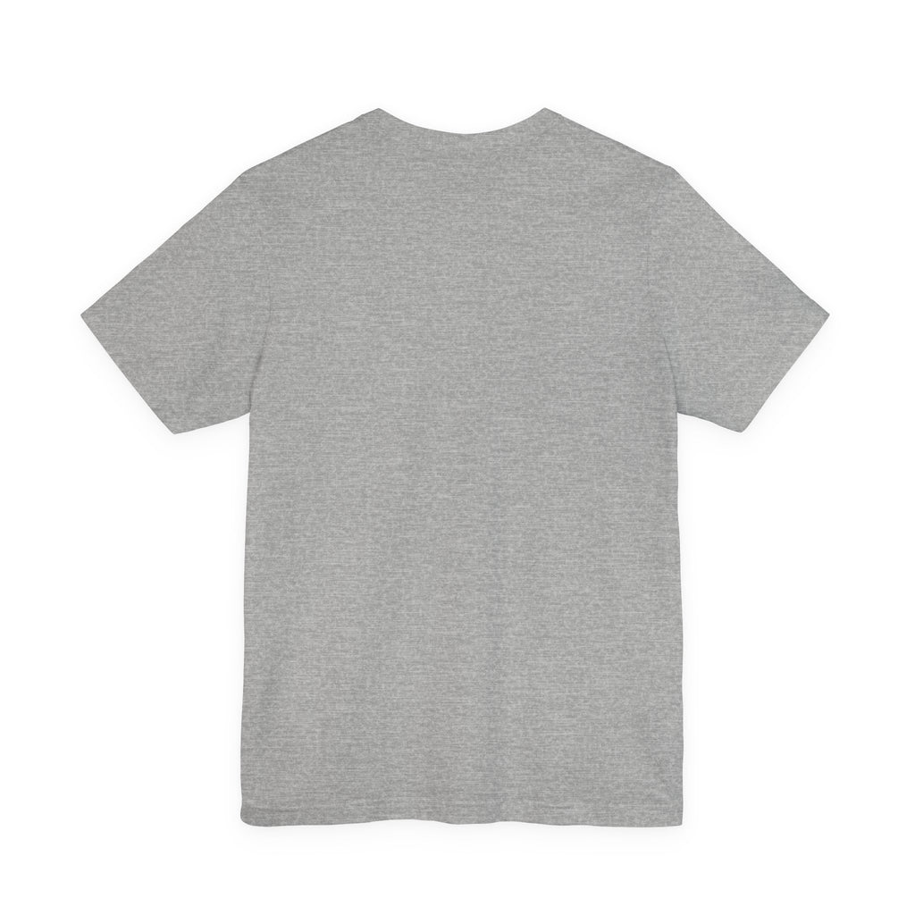 Dark gray t-shirt, short-sleeve crew neck, no visible front graphic