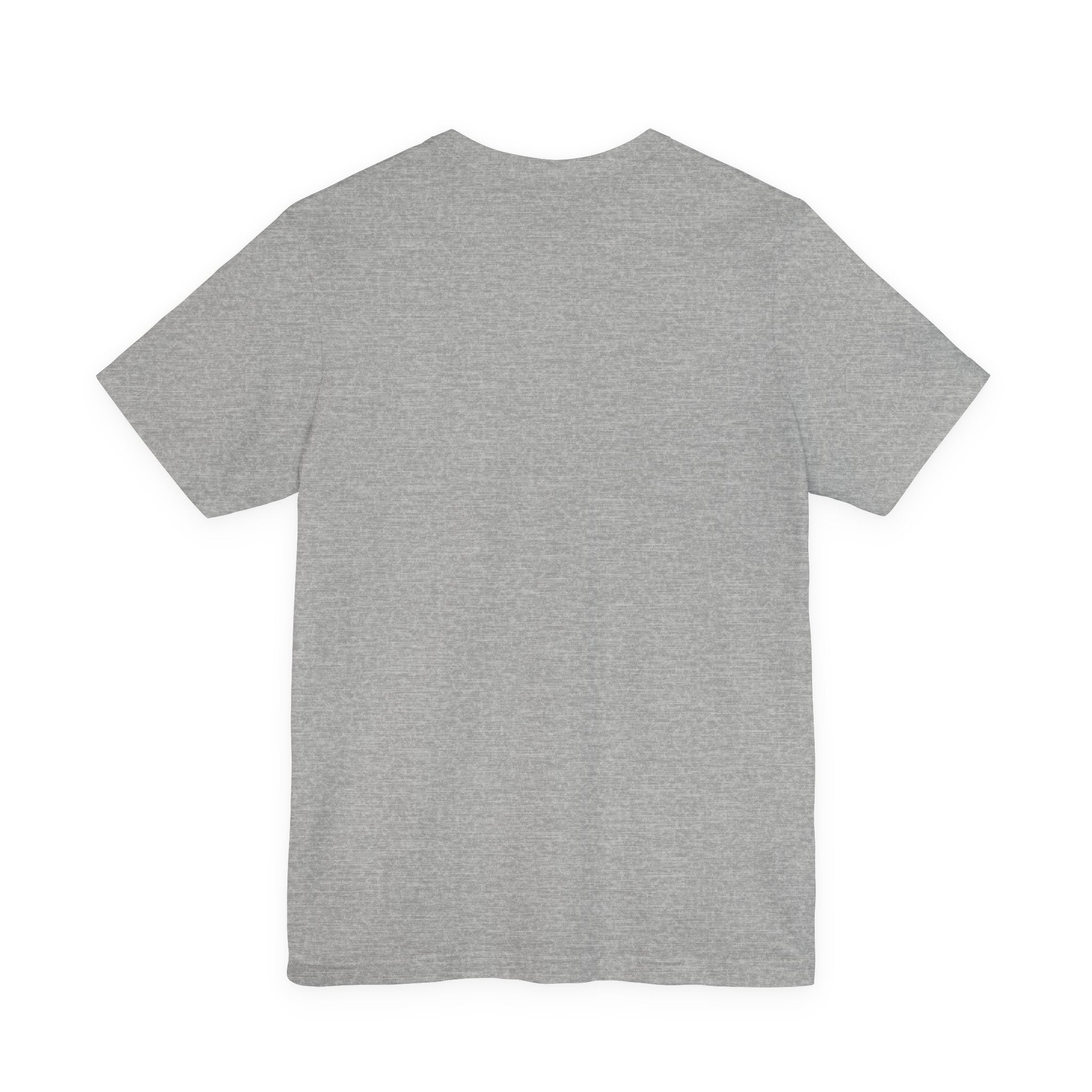 Dark gray t-shirt, short-sleeve crew neck, no visible front graphic