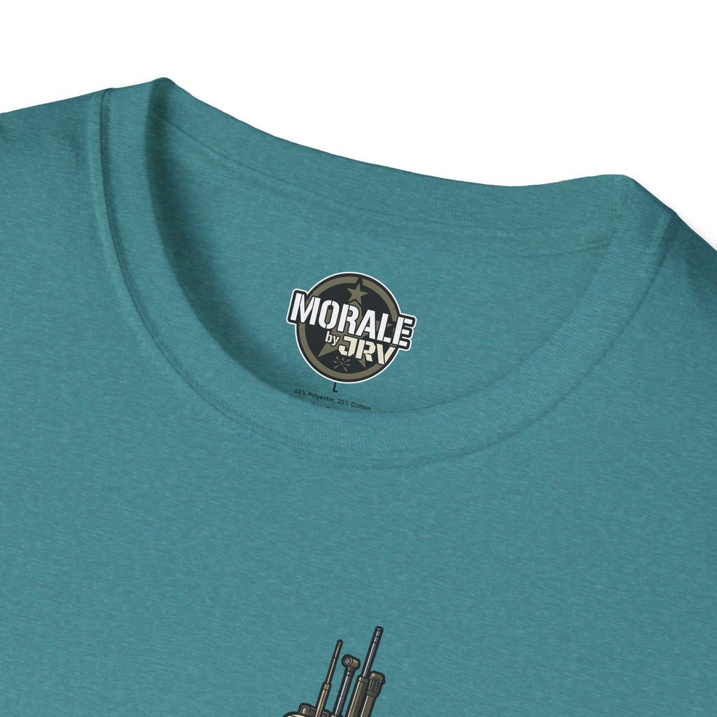 Teal crew-neck T-shirt with round neck logo