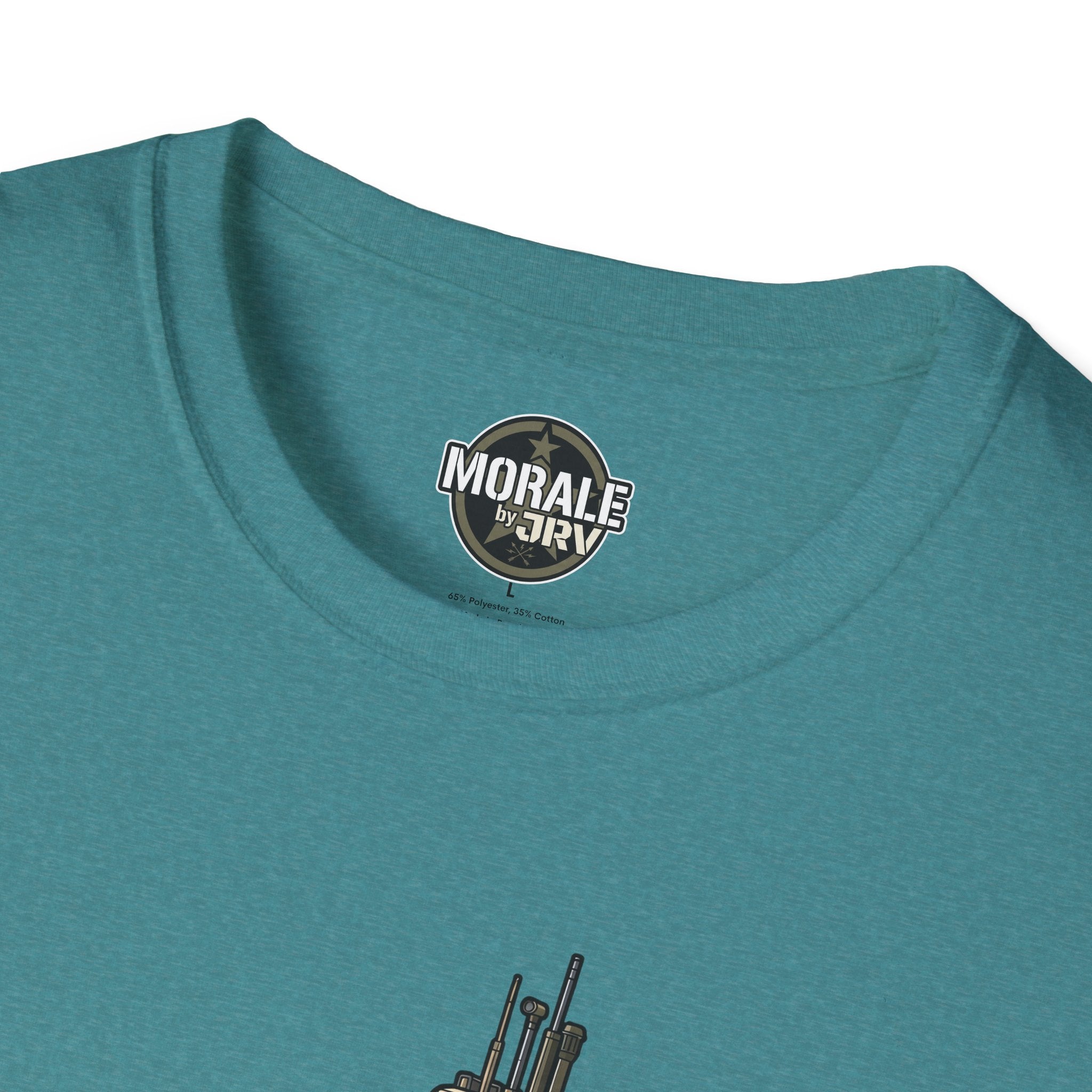 Teal crew-neck T-shirt with round neck logo