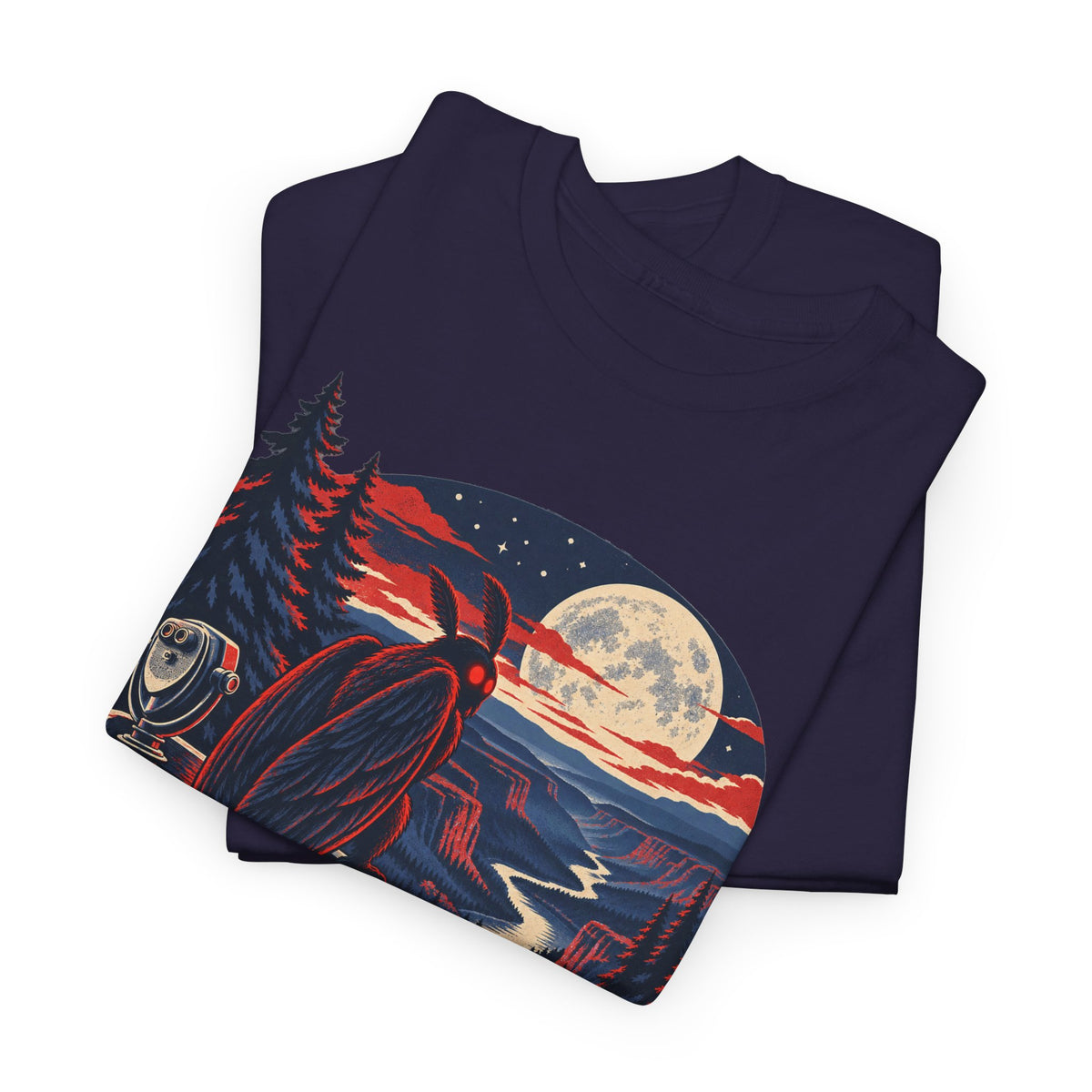 Scenic Overlook Raven T-Shirt, Moonlit Mountain Valley Road Trip Shirt for Men and Women, Vintage Hiking Graphic Tee