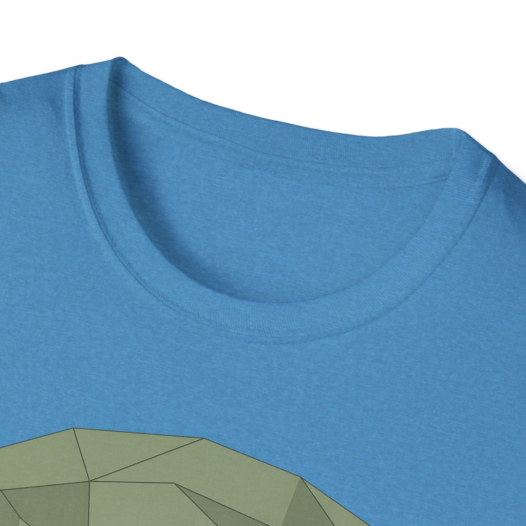 Dragon Blood Tree T-Shirt blue with geometric tree graphic partial view