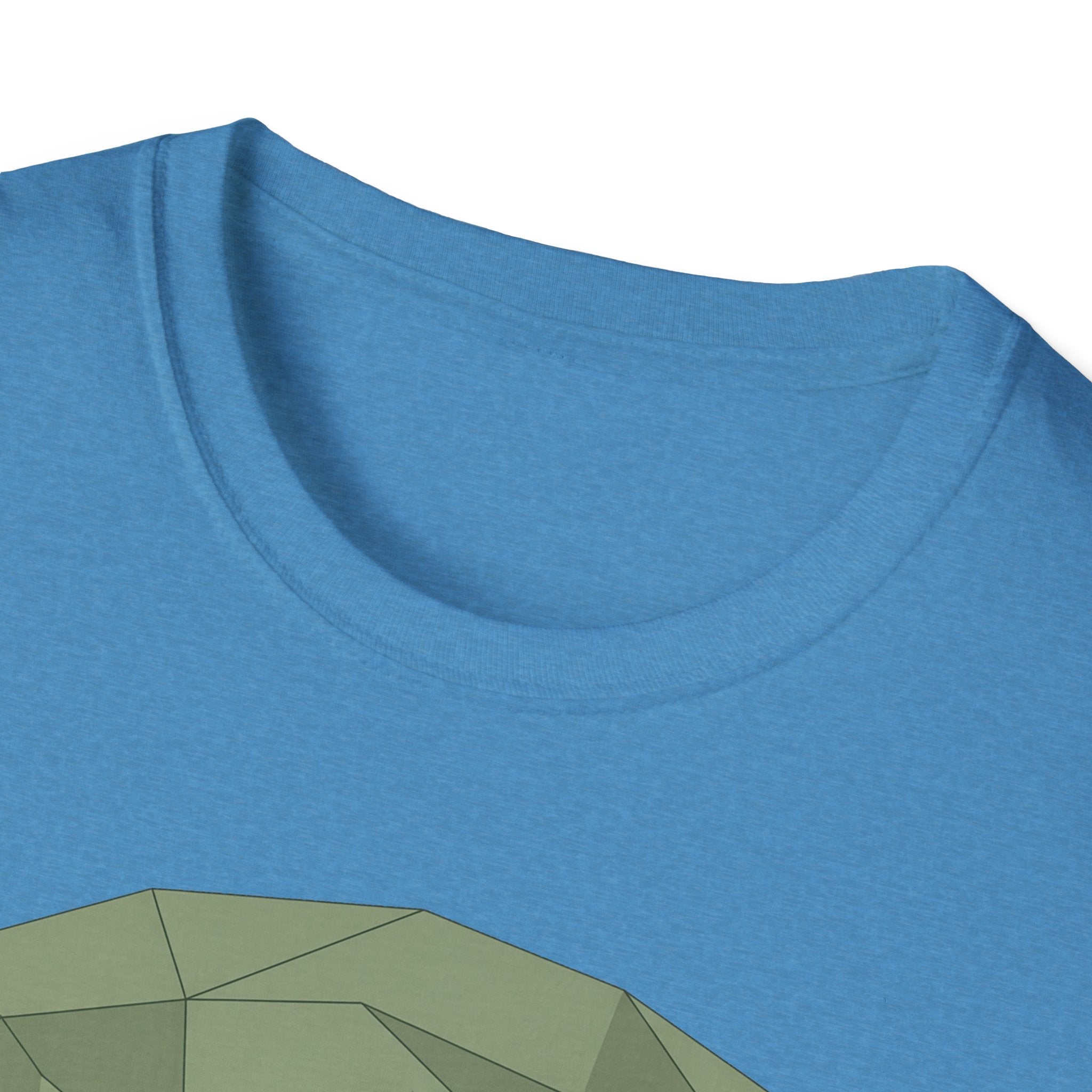 Dragon Blood Tree T-Shirt blue with geometric tree graphic partial view