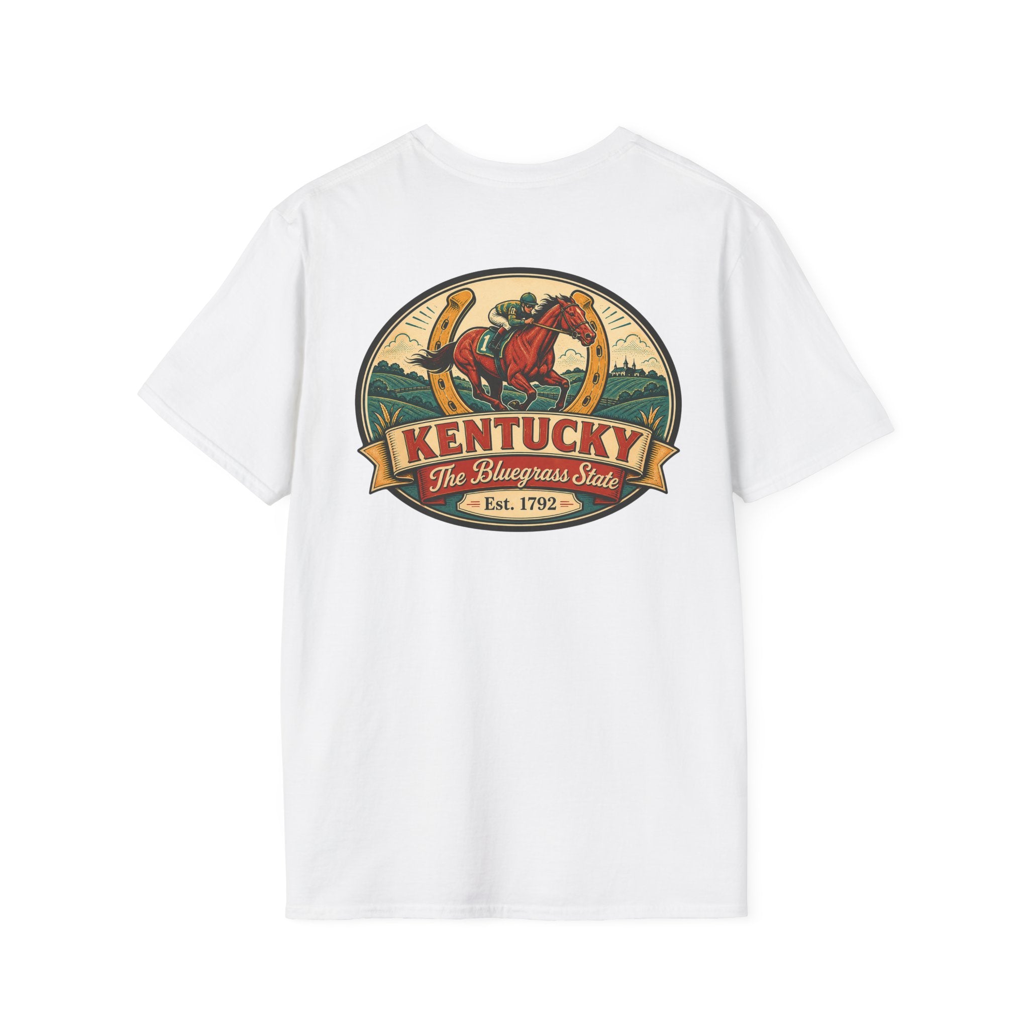 White T-shirt with Kentucky logo and horse graphic, Est. 1792.