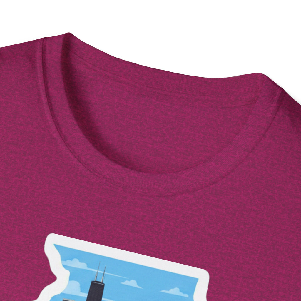 Magenta T-shirt neckline close-up
