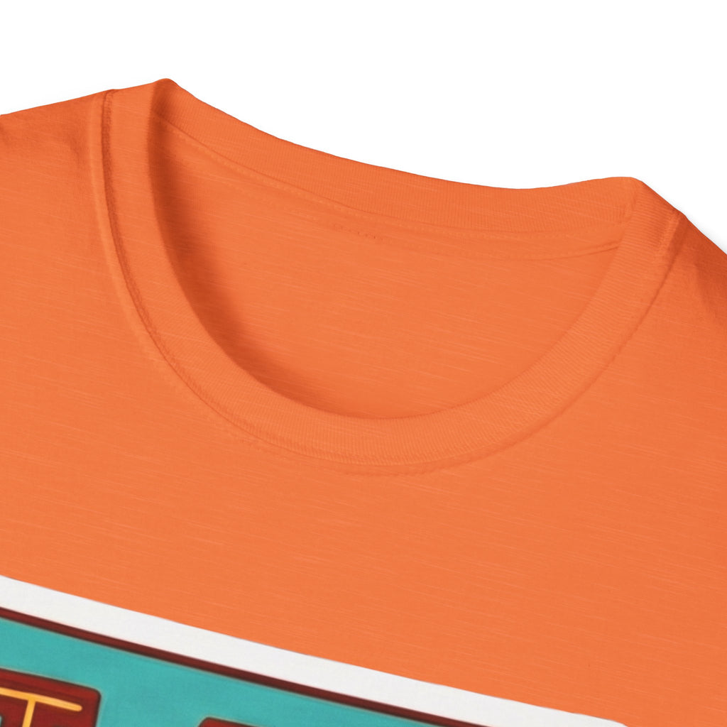 Orange T-shirt crew neck close-up
