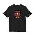 Black T-shirt with squirrel crest badge graphic and “Always Alert Always Tired” text