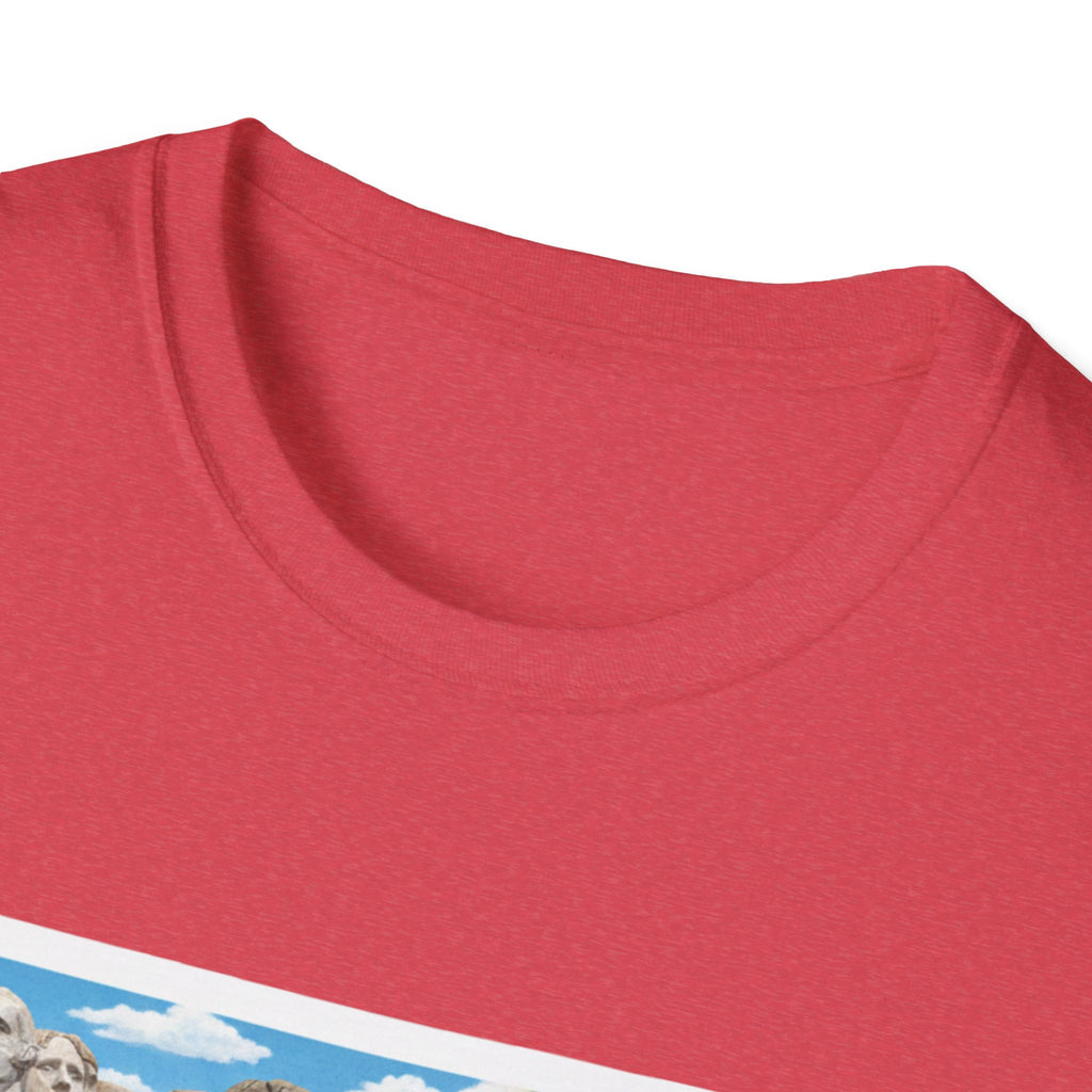 Antique cherry red T-shirt fabric and neckline close-up