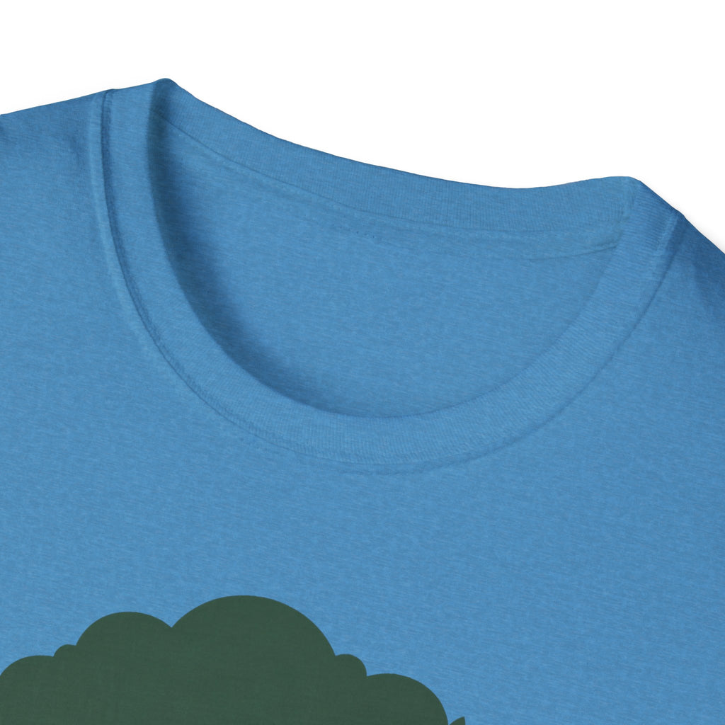 Enchanted Tree T-shirt, light blue, close-up of crew neck