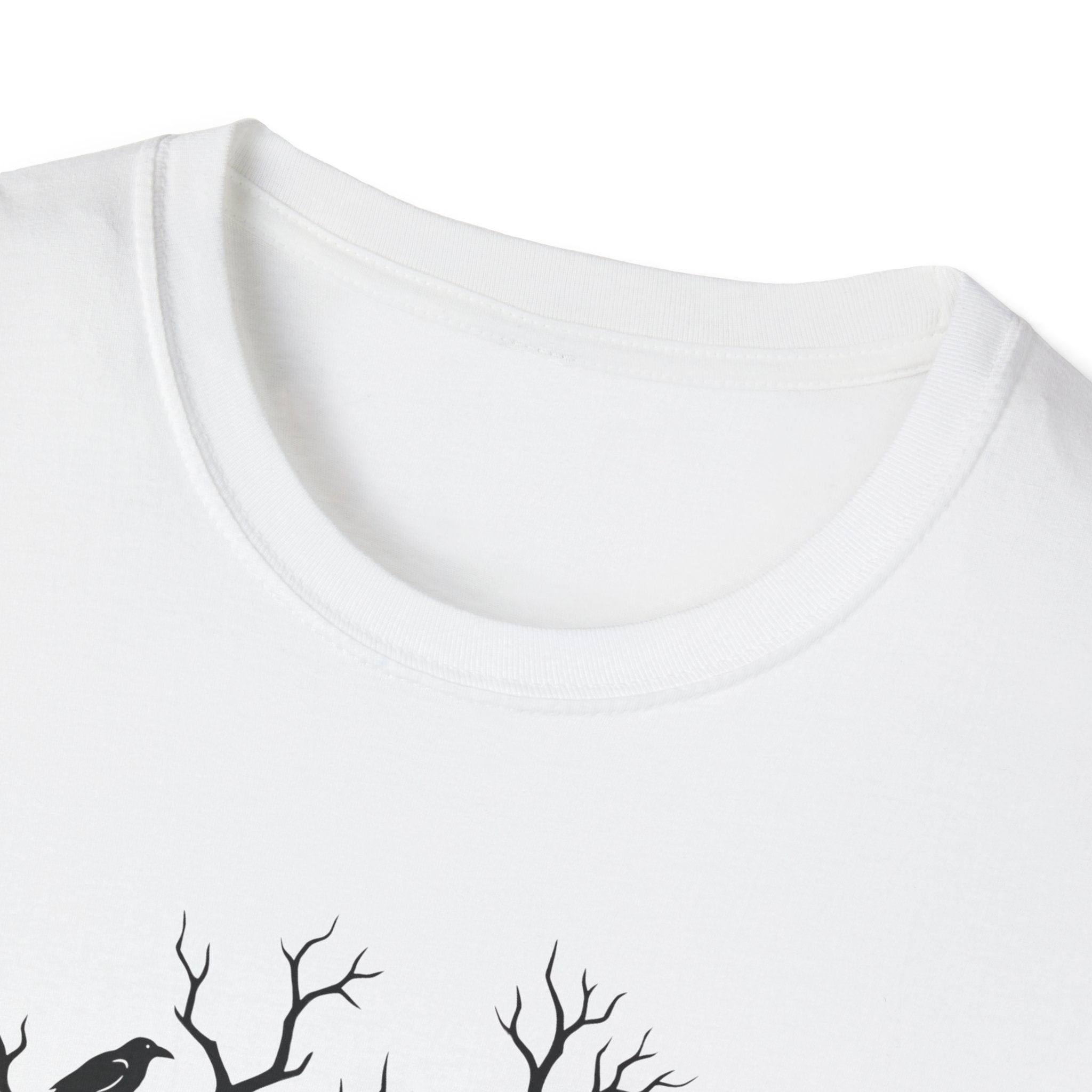 White crew-neck T-shirt collar close-up