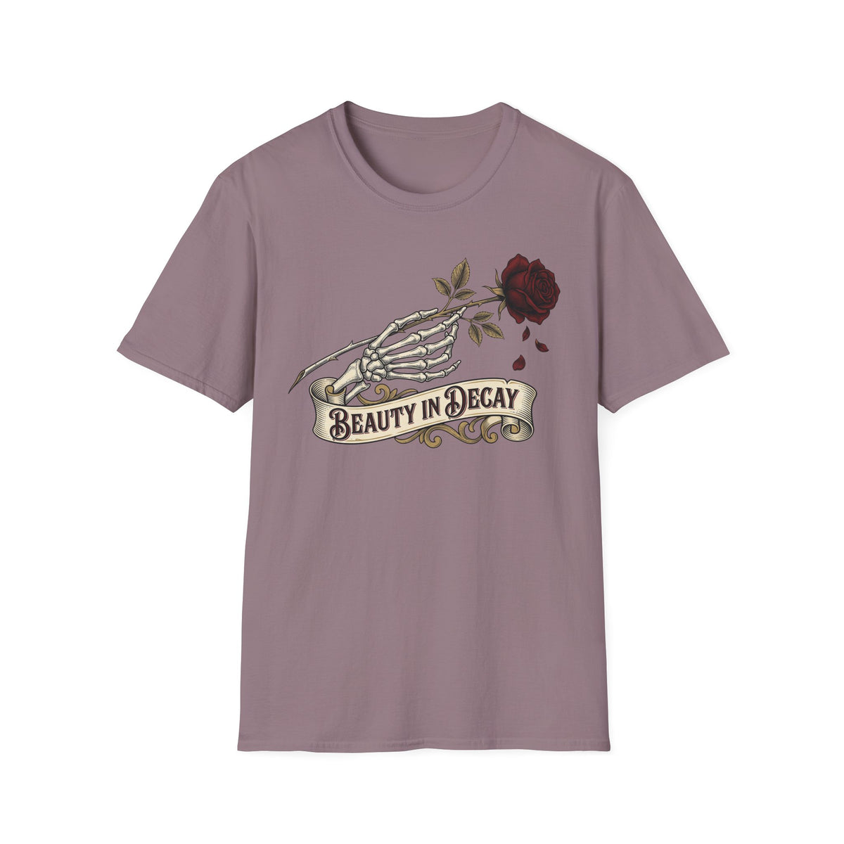 Beauty in Decay T-Shirt - Skeleton Hand & Rose Gothic Tattoo Tee