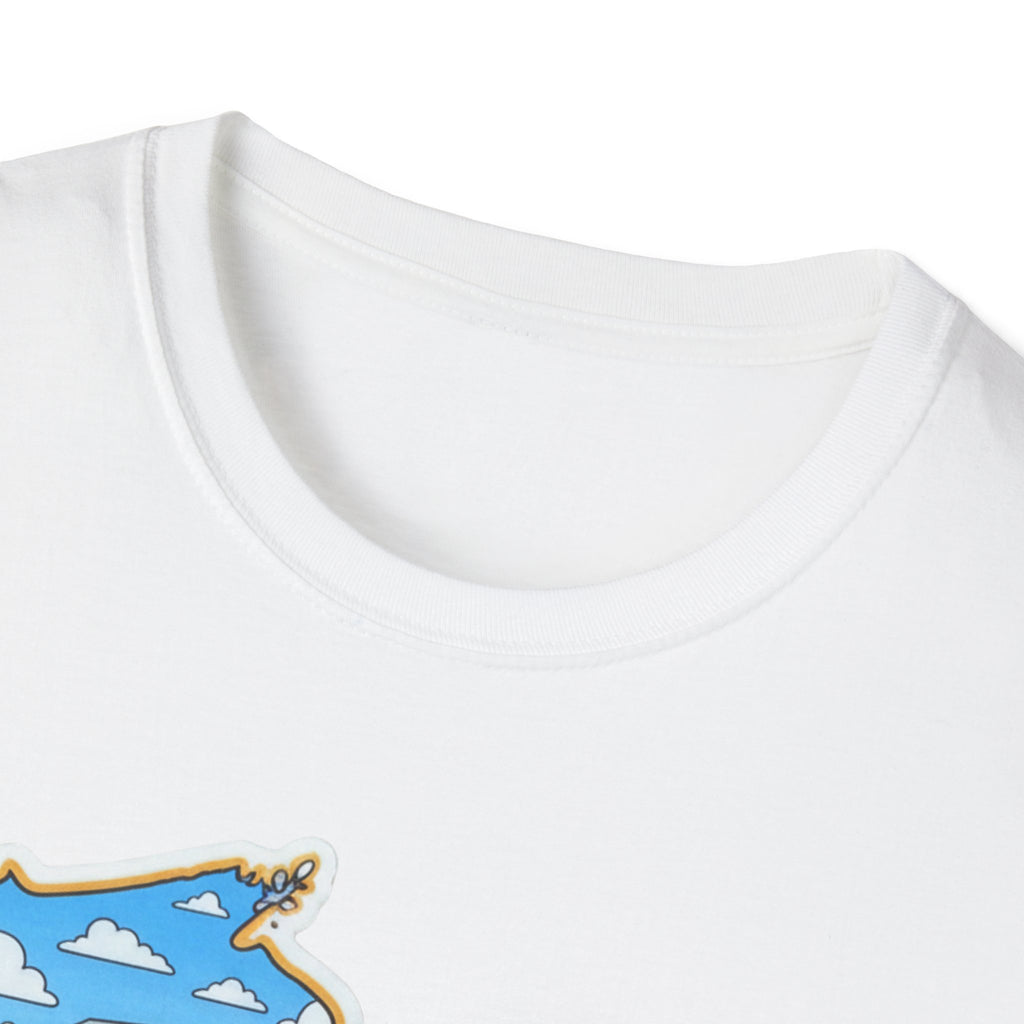 I Am Wisconsin T-Shirt, white crew neck with close-up collar seam