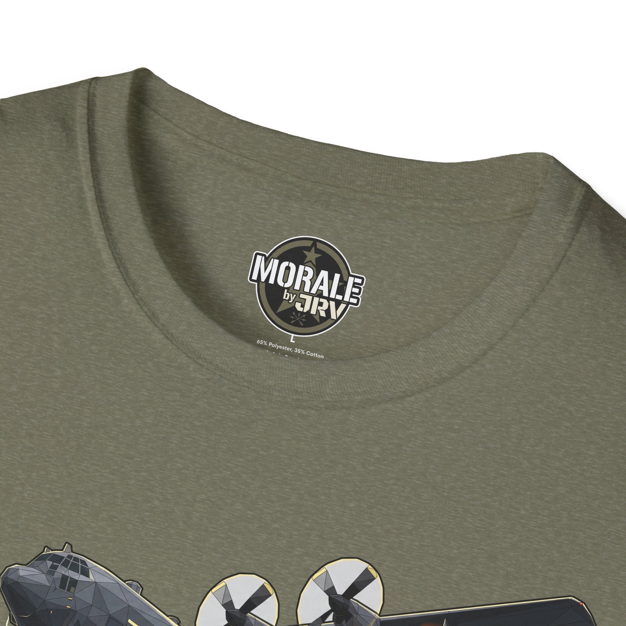 Death From Above T-shirt, military green crew neck with Morale by DRIV logo
