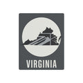 Virginia state silhouette metal wall art with circular landscape design, dark gray square frame