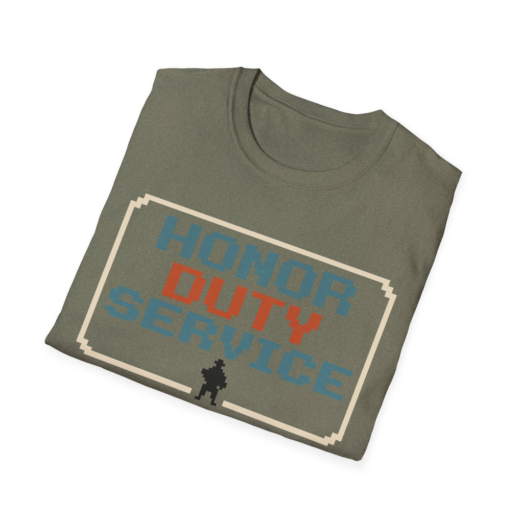 Honor Duty Service T-Shirt - Retro Pixel Veteran Tribute Tee