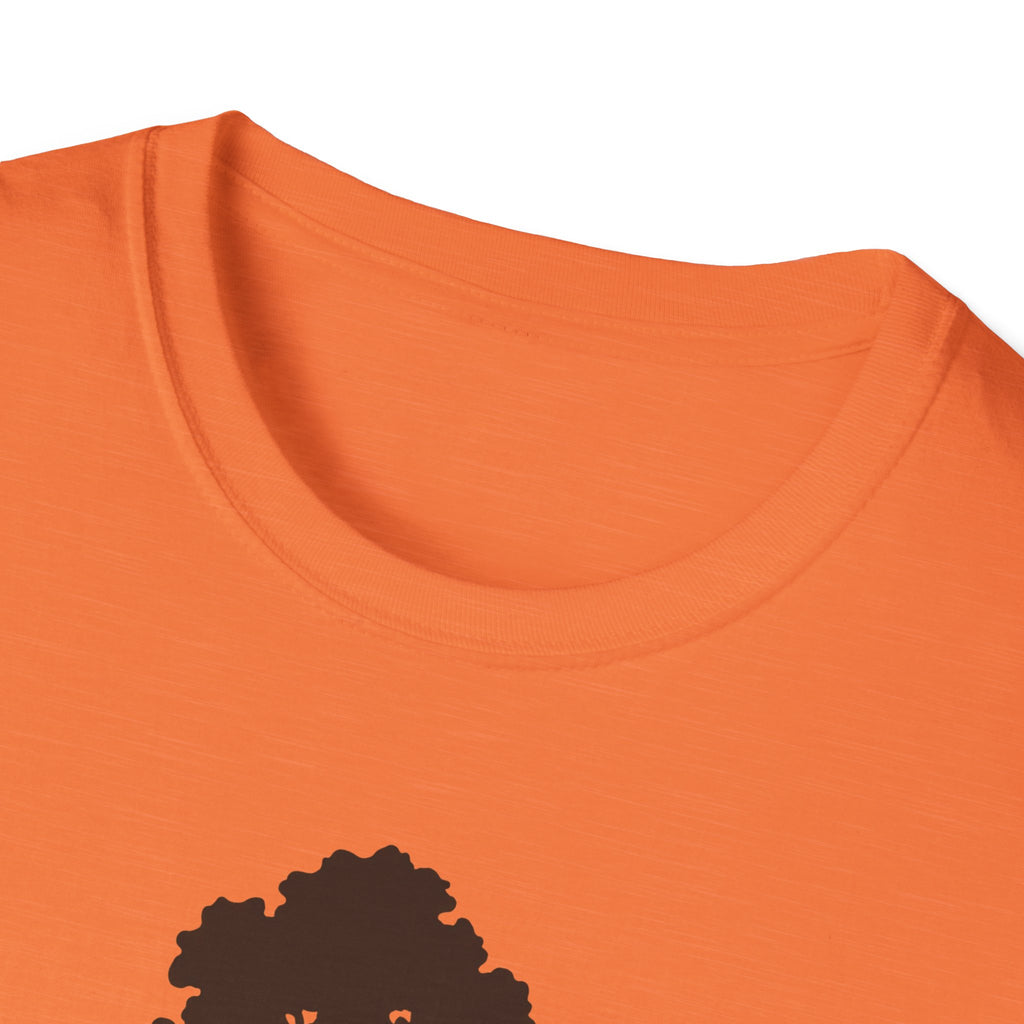 Orange T-shirt neckline close-up