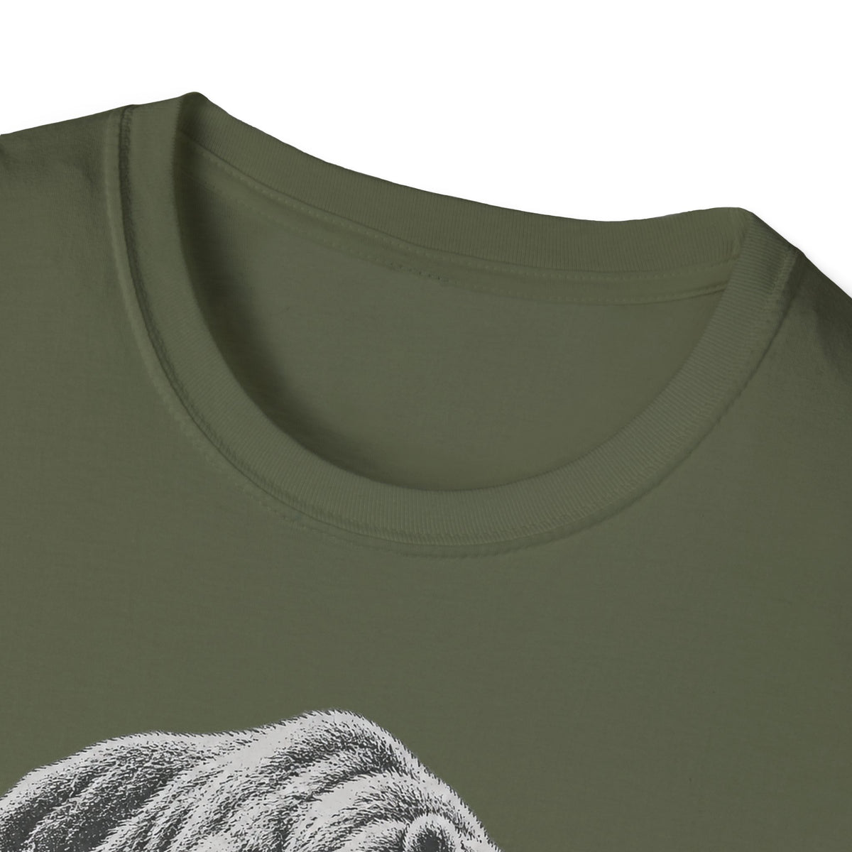 Military green crewneck T-shirt with ribbed collar