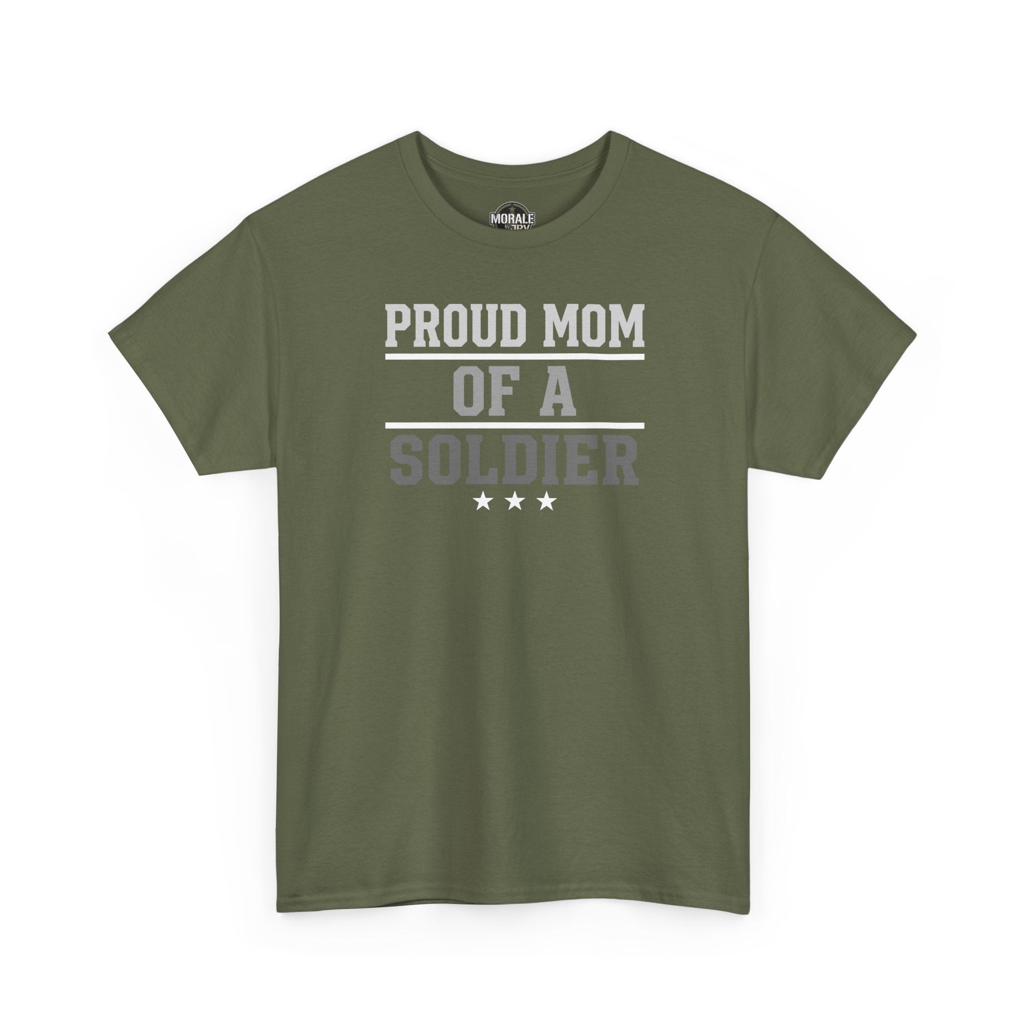 Military green crew-neck T-shirt with 
