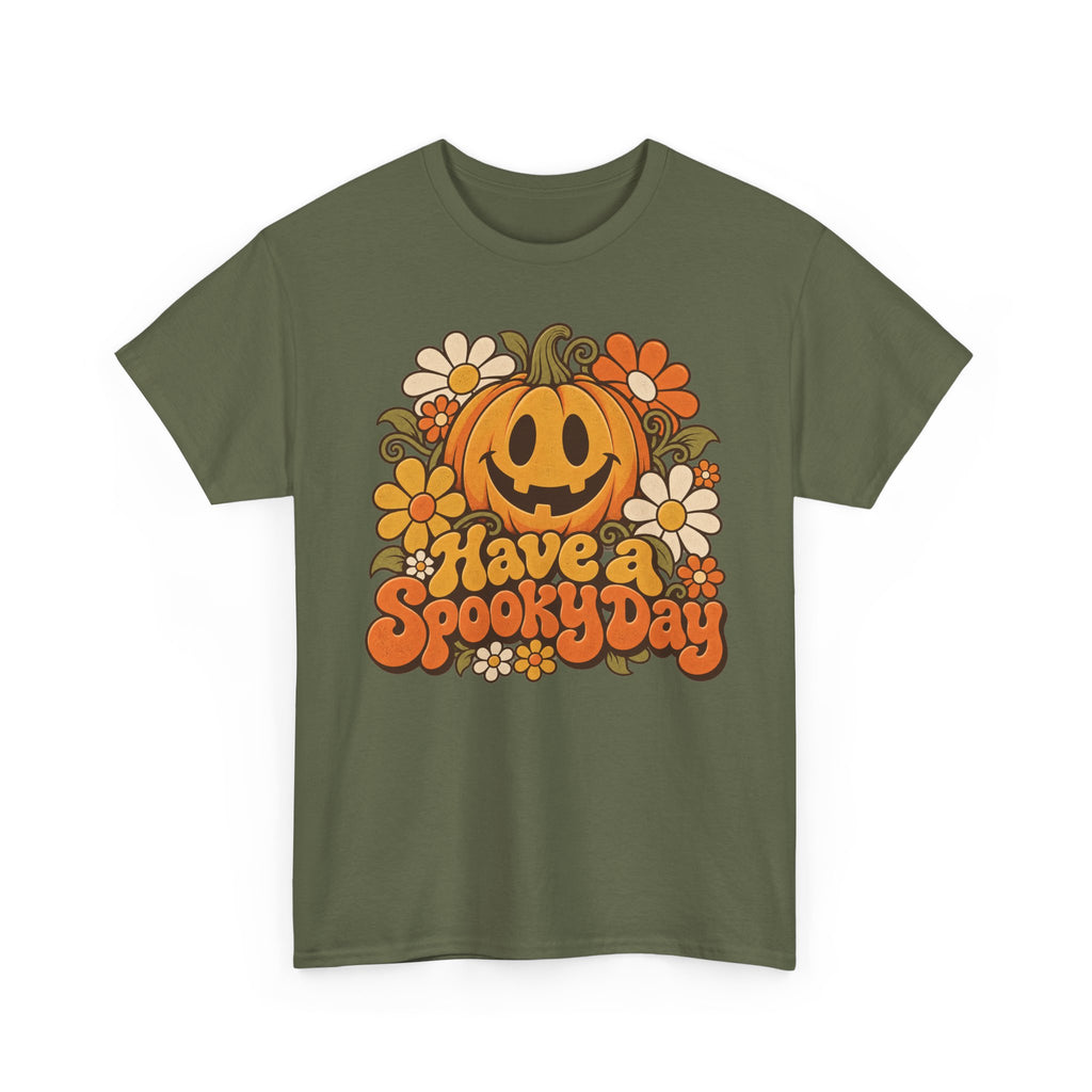 Have a Spooky Day Retro Pumpkin T-Shirt, Groovy Floral Jack O Lantern Halloween Shirt for Women and Men, Fall Teacher Tee