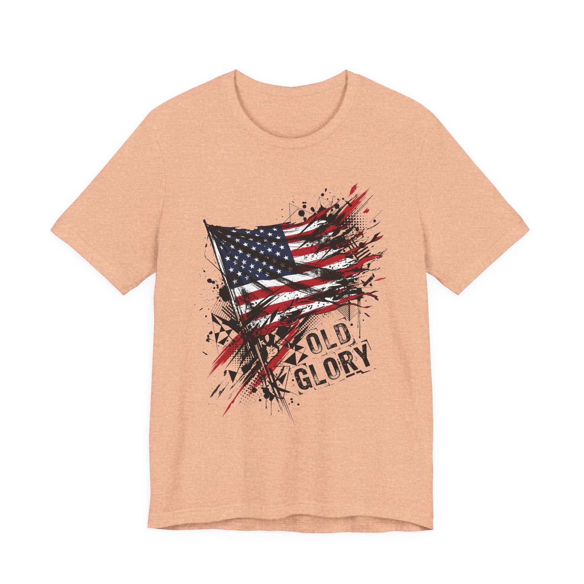 Peach T-shirt with distressed American flag graphic and 'Old Glory' text