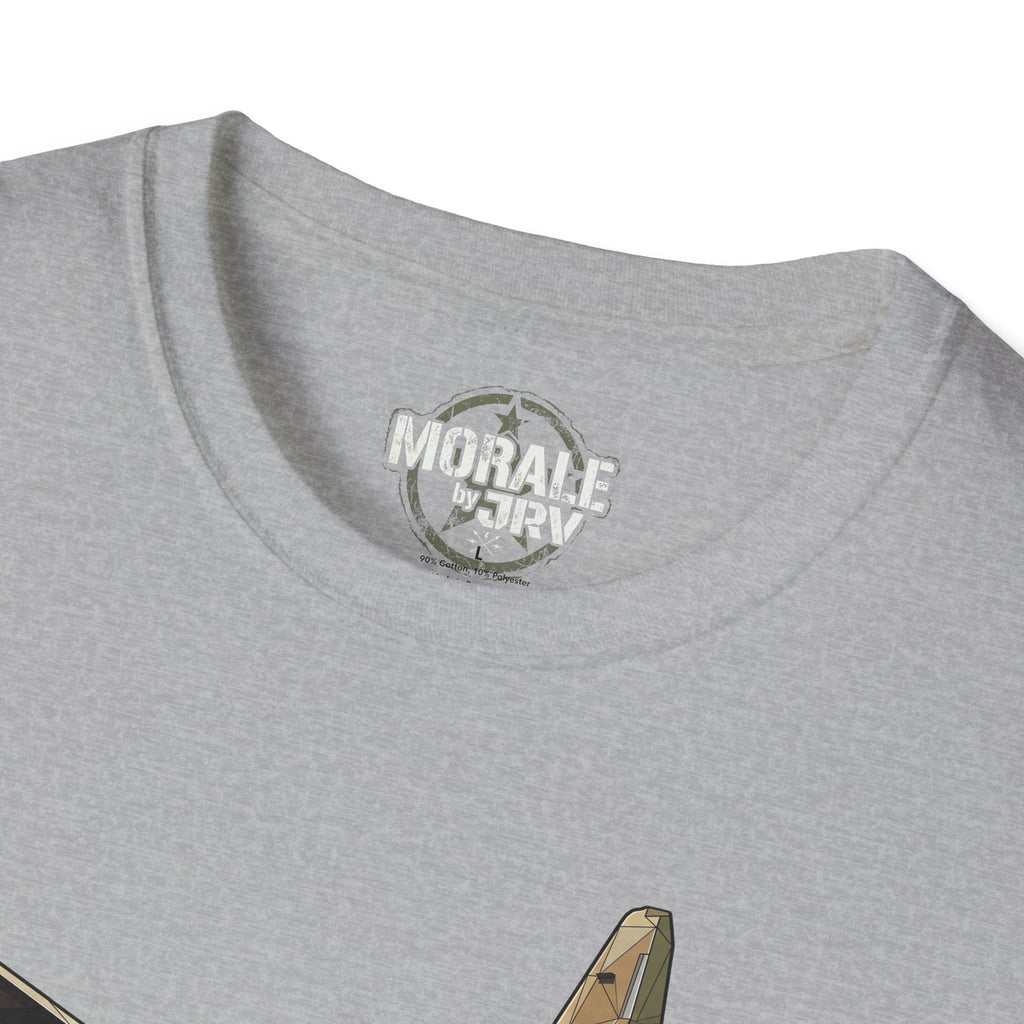 Vintage C-130 T-shirt, Sport Grey collar logo print close-up