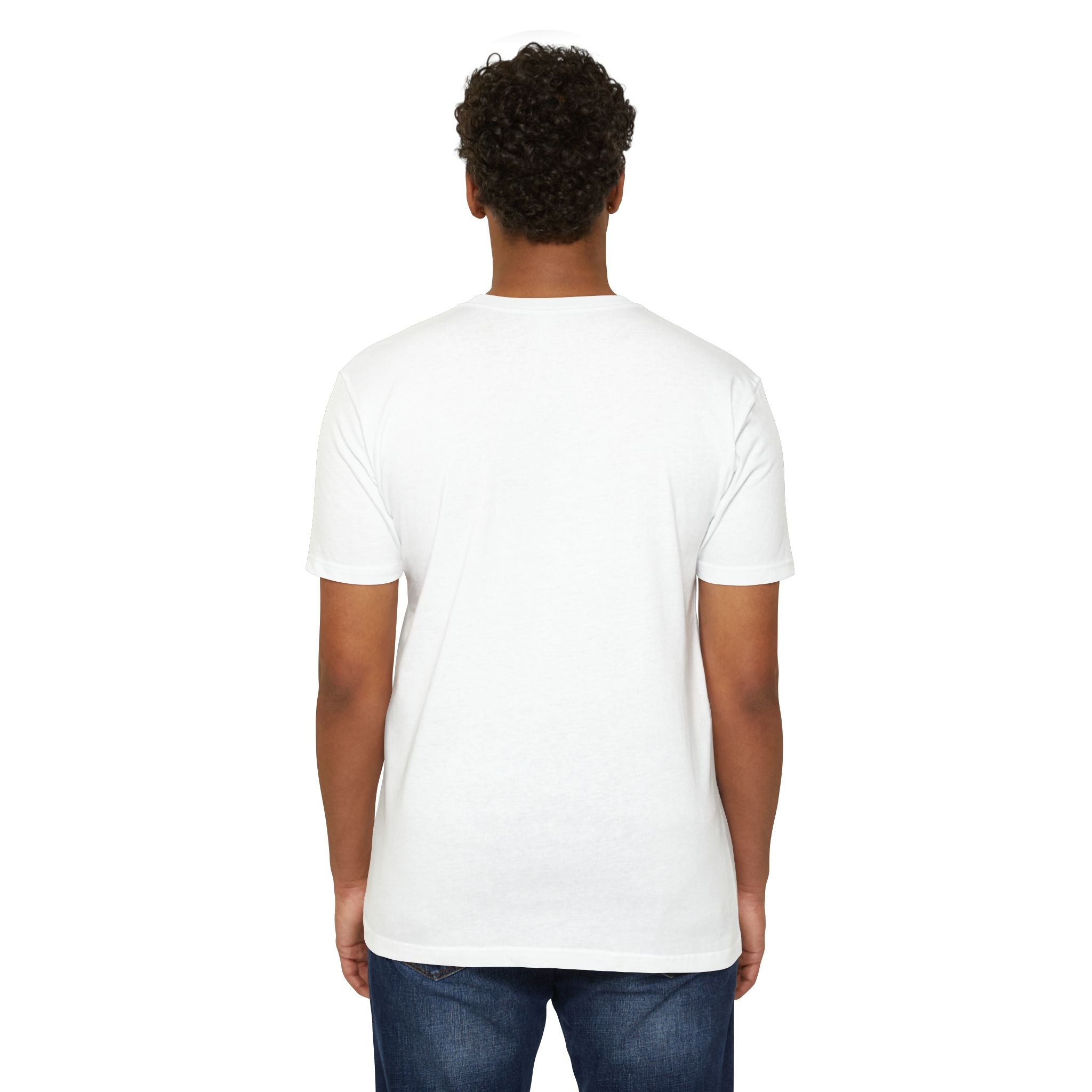 White unisex T-shirt, crew neck; plain back