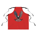 Red grilling apron with black straps and Liberty or Death eagle graphic