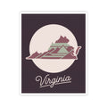 Virginia state outline decal in a circular scene with “Virginia” cursive text
