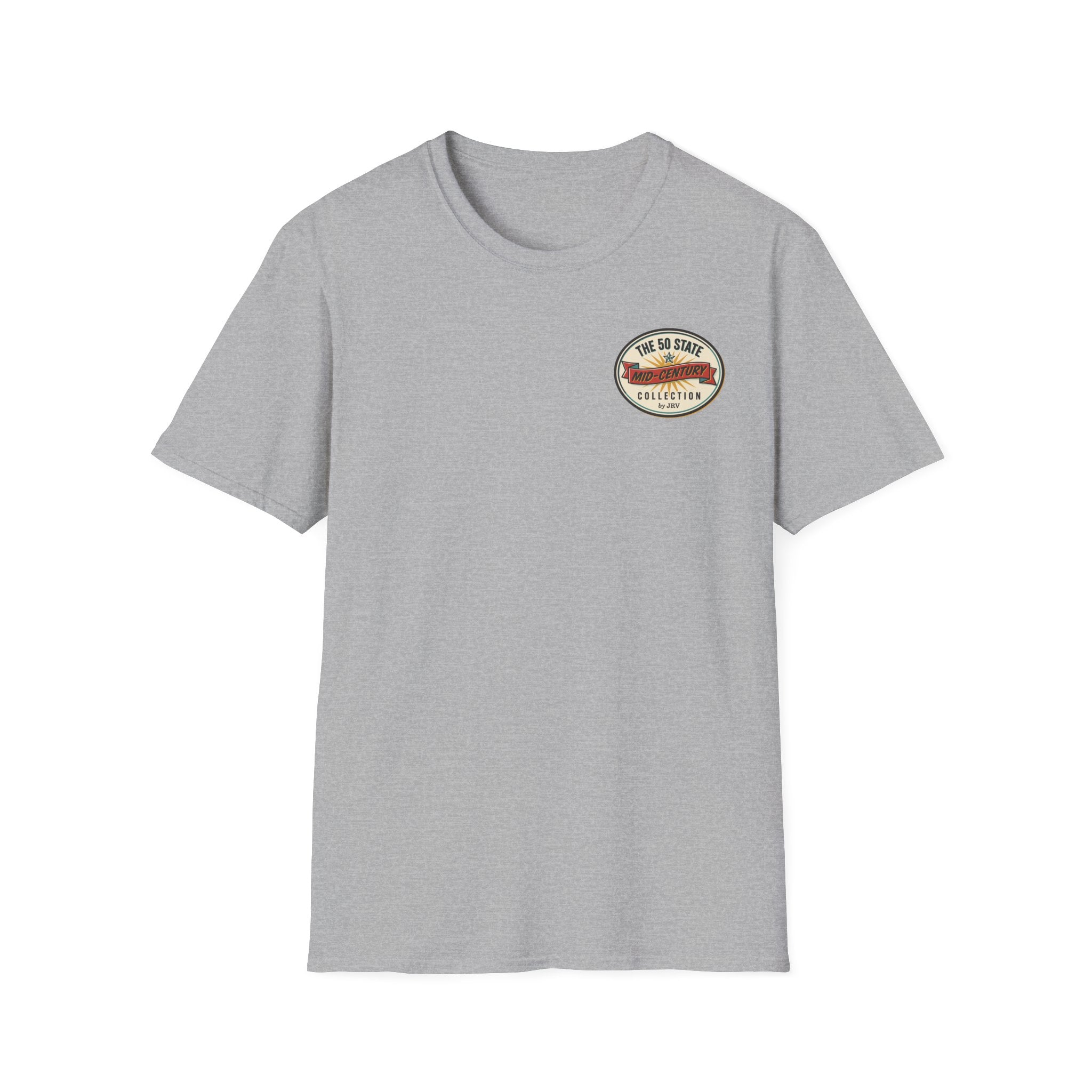 Sport grey crewneck T-shirt with small round chest patch logo