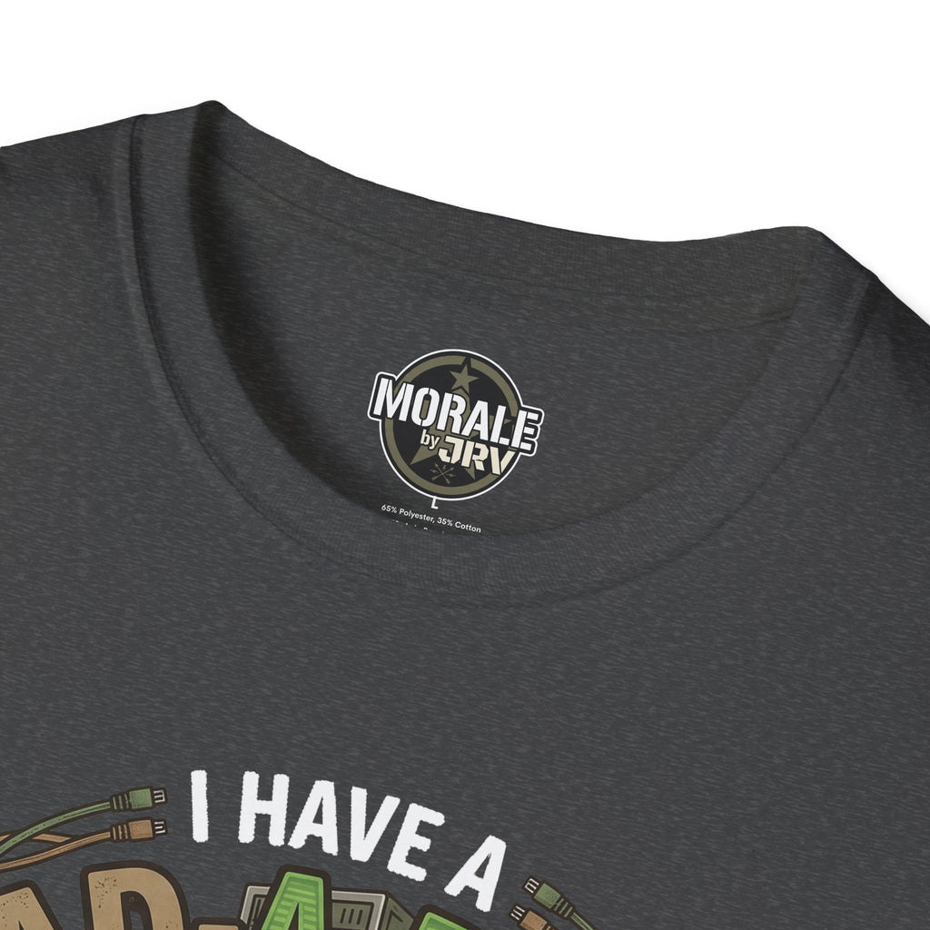 Dark heather gray T-shirt with Morale by Dri logo and 'I have a' print