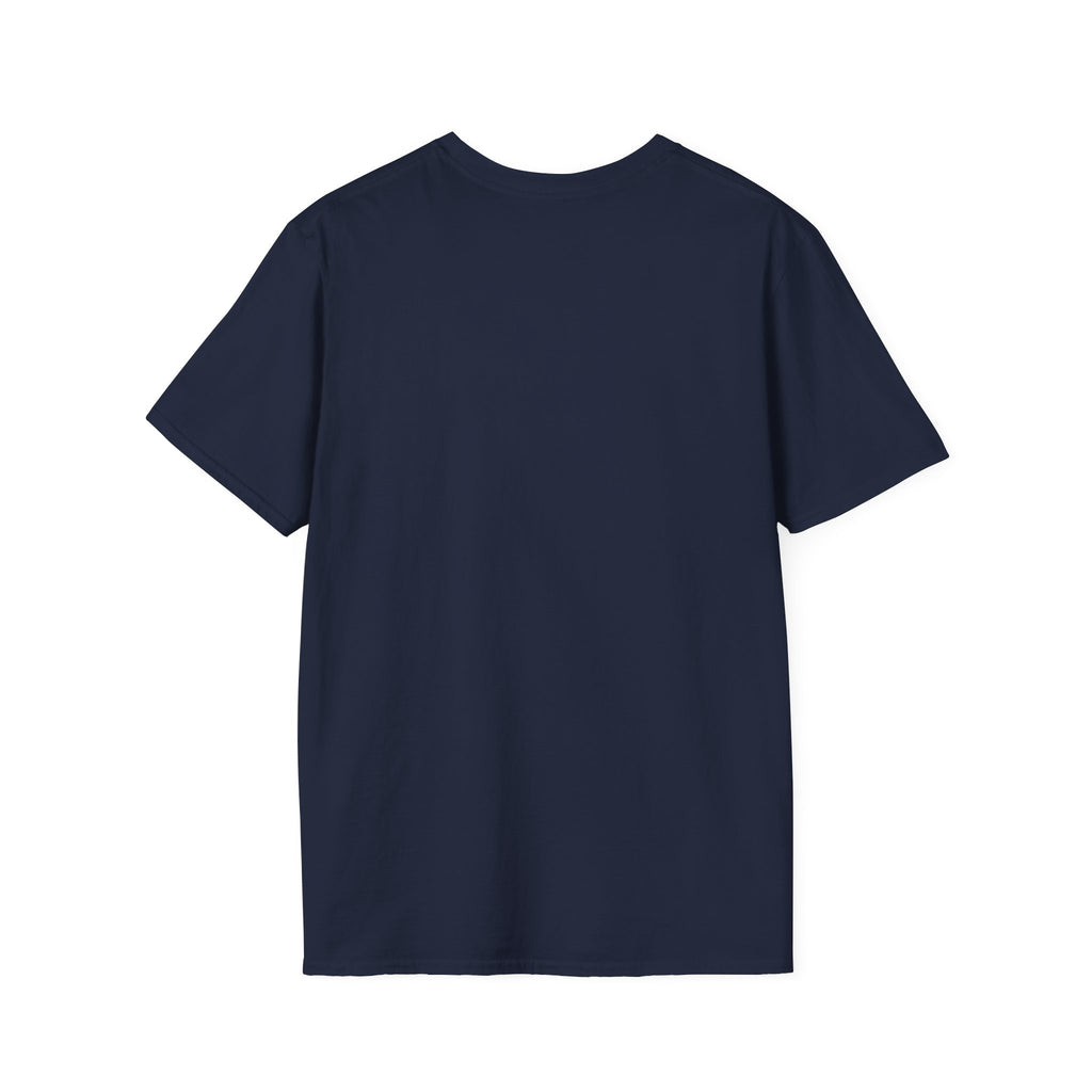 Navy crew-neck T-shirt with short sleeves, plain front