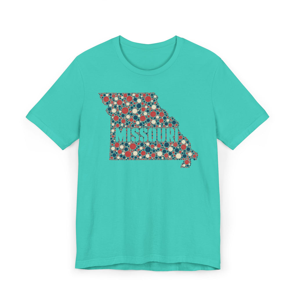 Missouri State Floral Map T-Shirt | Red White and Blue Missouri Outline Graphic Tee