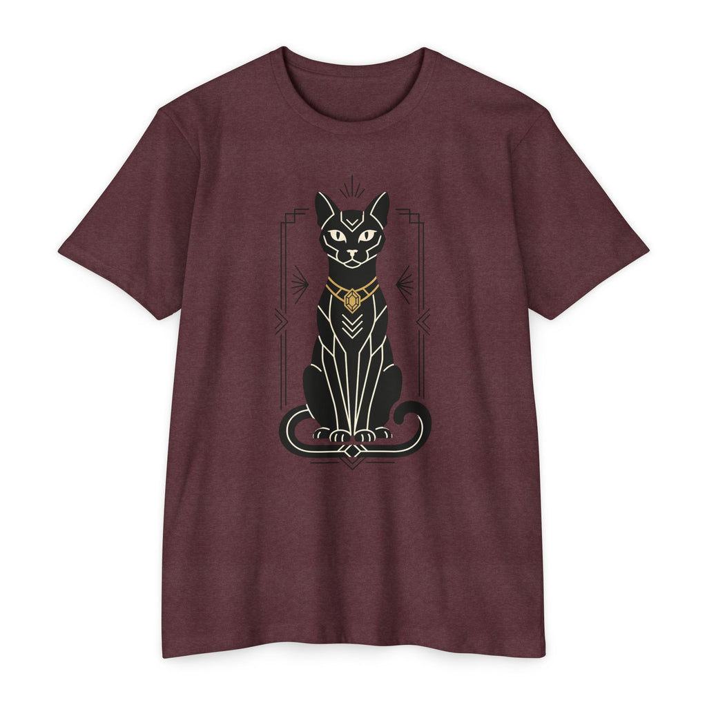 Brown cat graphic t-shirt with standing Egyptian cat illustration on front