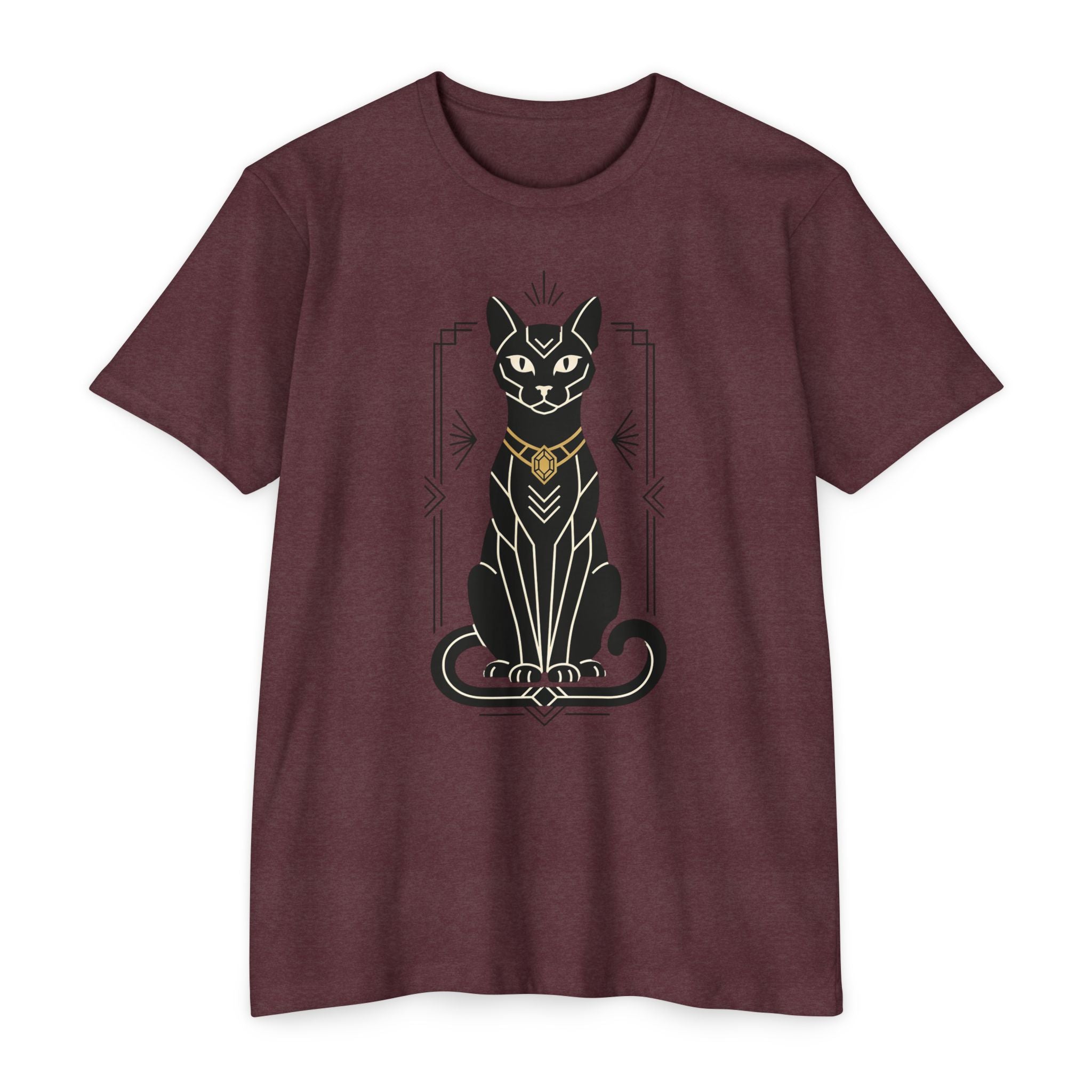 Brown cat graphic t-shirt with standing Egyptian cat illustration on front