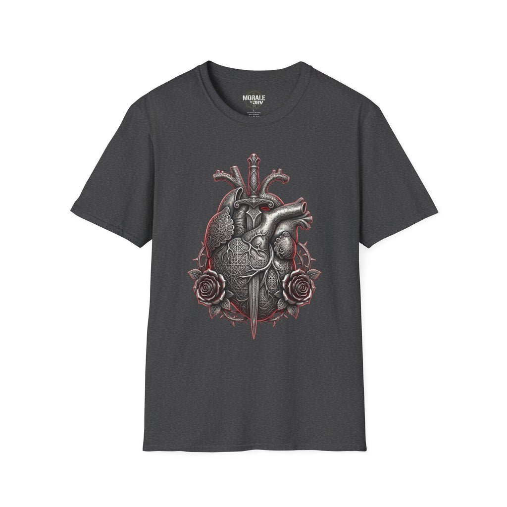 Anatomical heart and roses T-shirt, dark heather gothic medical graphic