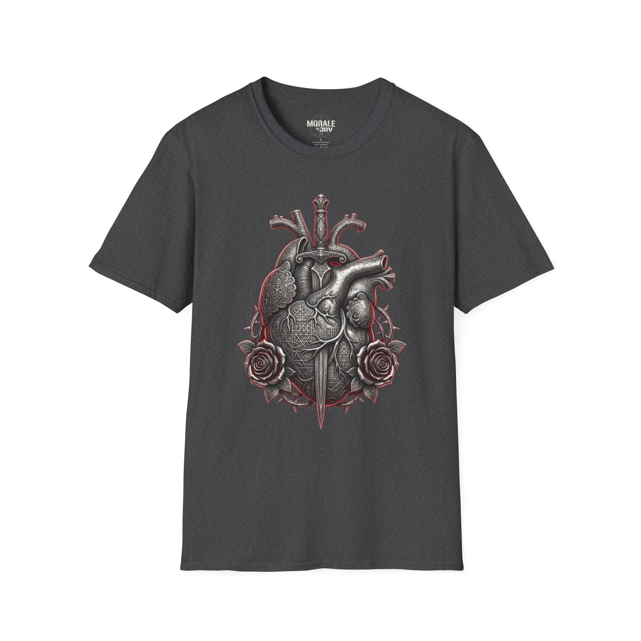 Anatomical heart and roses T-shirt, dark heather gothic medical graphic