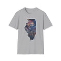 Illinois skyline state map T-shirt in light gray with front graphic print