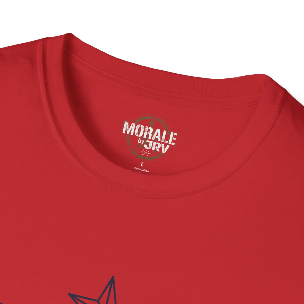 Red T-shirt with small round chest logo
