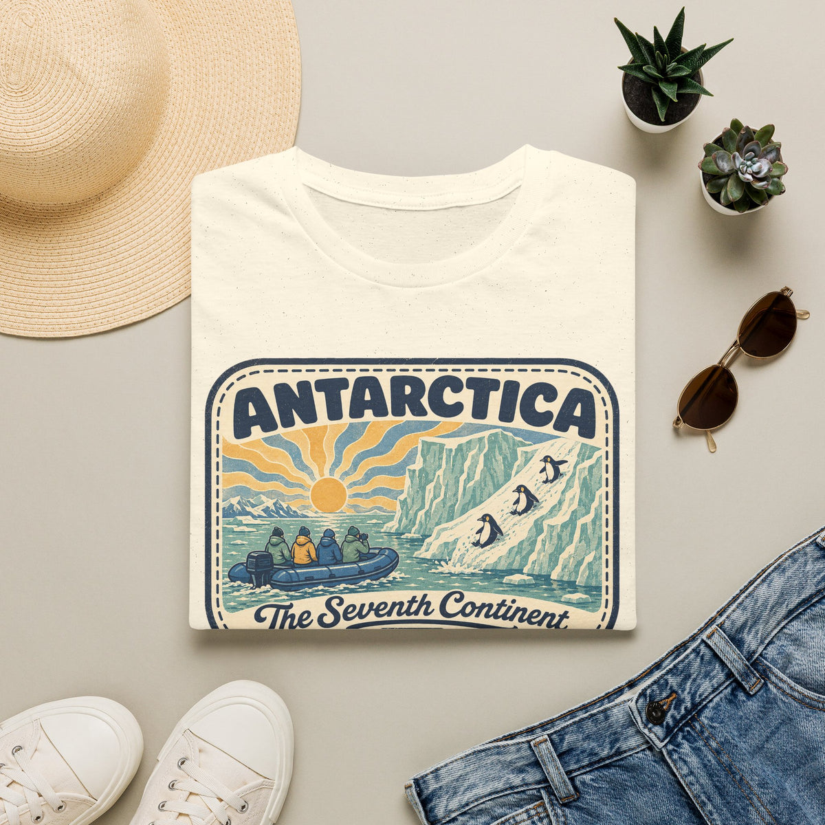 Antarctica Vintage Travel Badge T-Shirt | The Seventh Continent