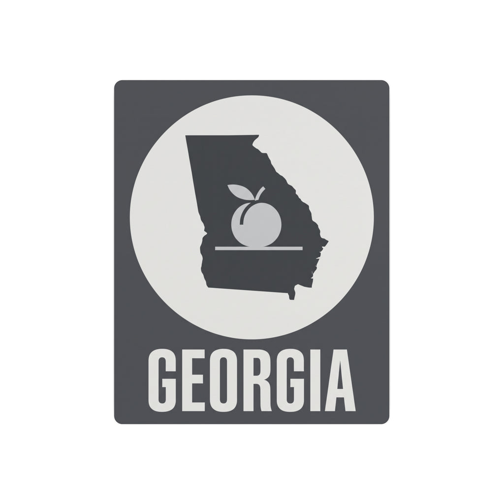 Georgia metal wall art sign with state silhouette, white circle, and “GEORGIA” text