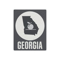 Georgia metal wall art sign with state silhouette, white circle, and “GEORGIA” text