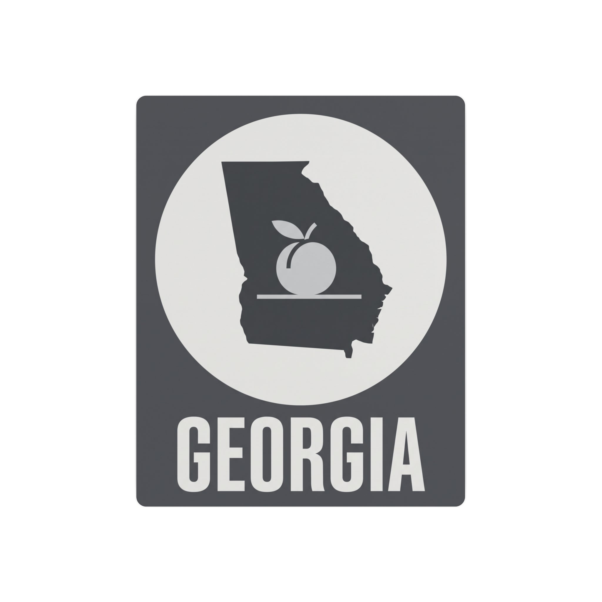 Georgia metal wall art sign with state silhouette, white circle, and “GEORGIA” text