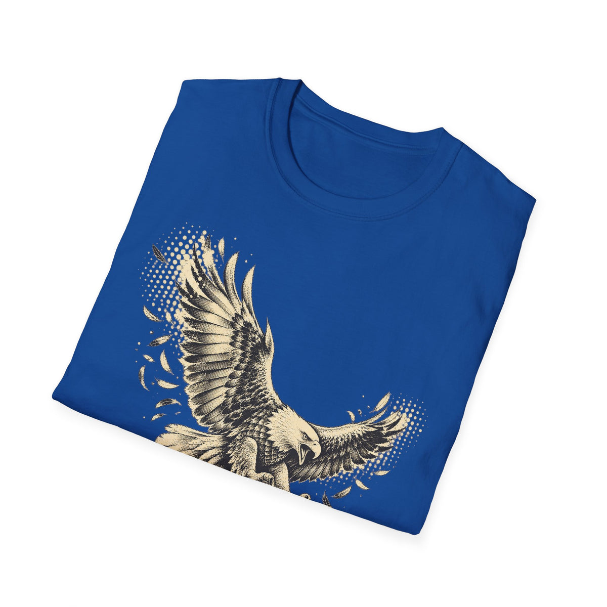 Royal blue eagle graphic t-shirt with front soaring bird wings print