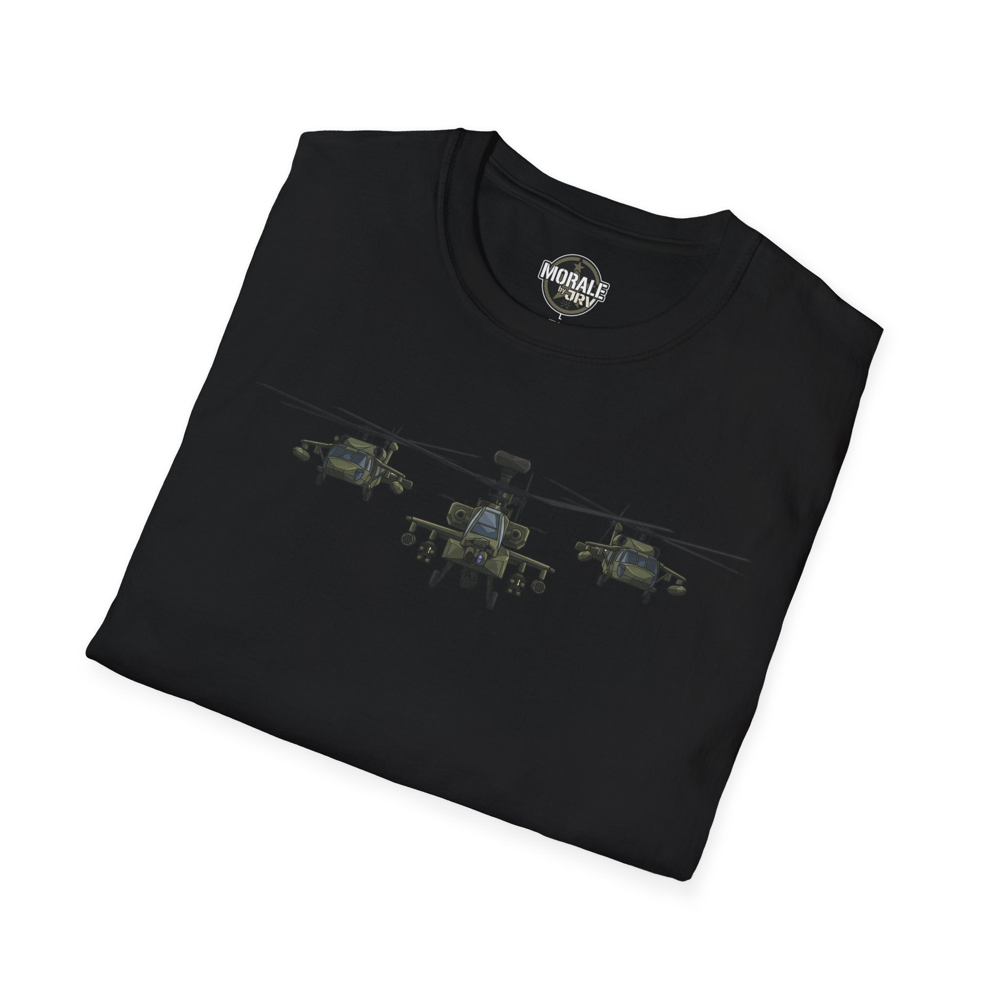 Apache Attack Helicopter T-Shirt in black with three-attack helicopter graphic