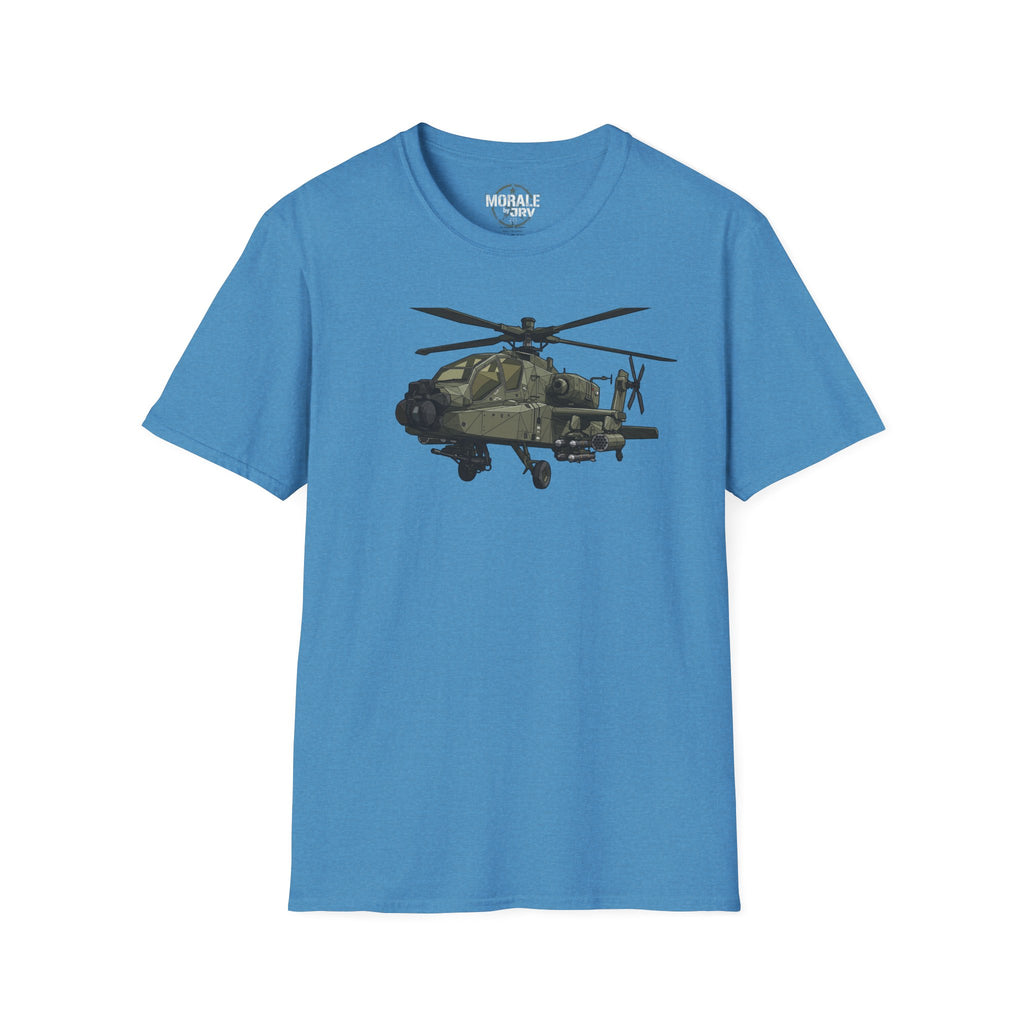 AH-64 Apache T-Shirt in blue with front helicopter graphic