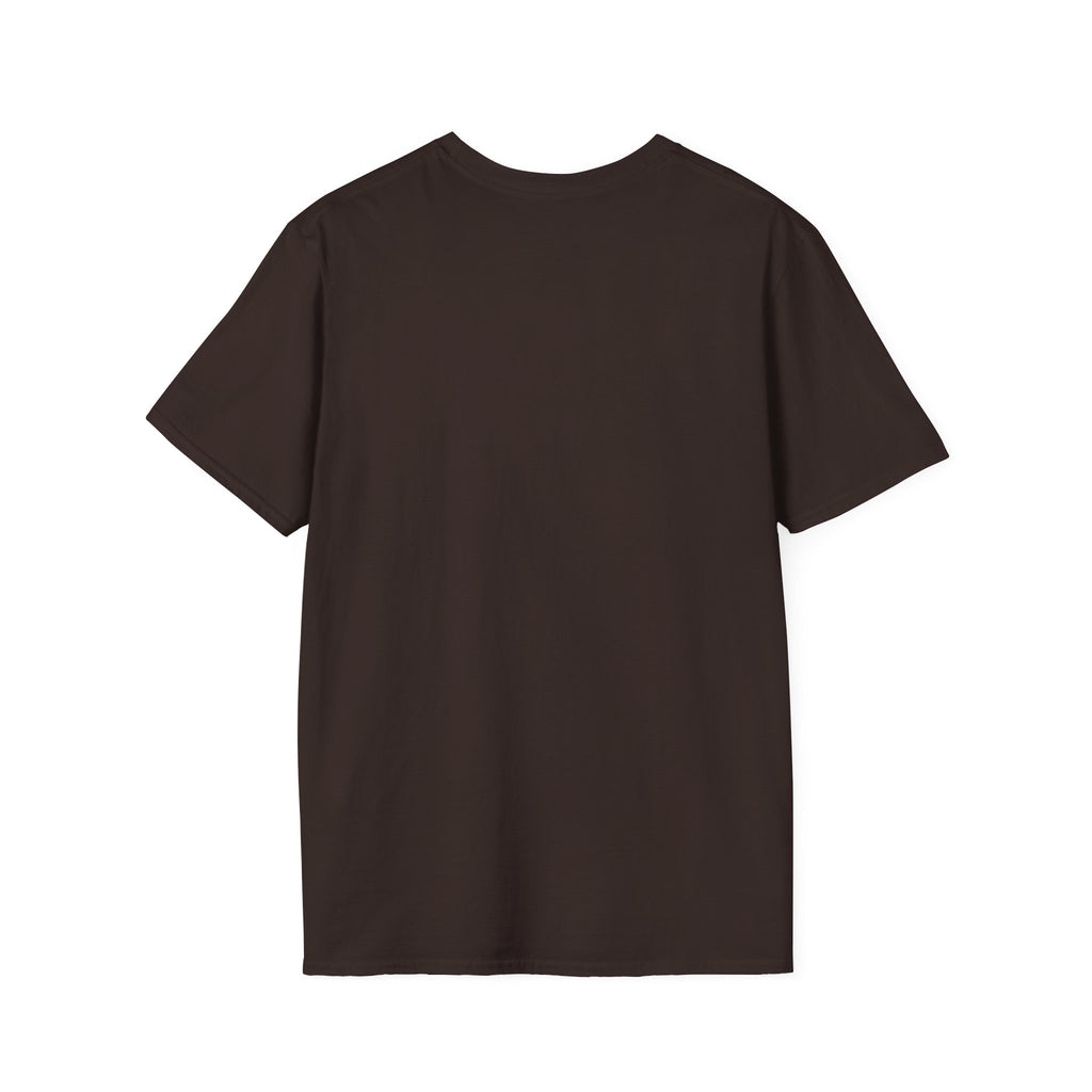Unisex softstyle T-shirt, dark brown, plain back view