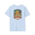 Light blue New Mexico graphic T-shirt with round crest chest print
