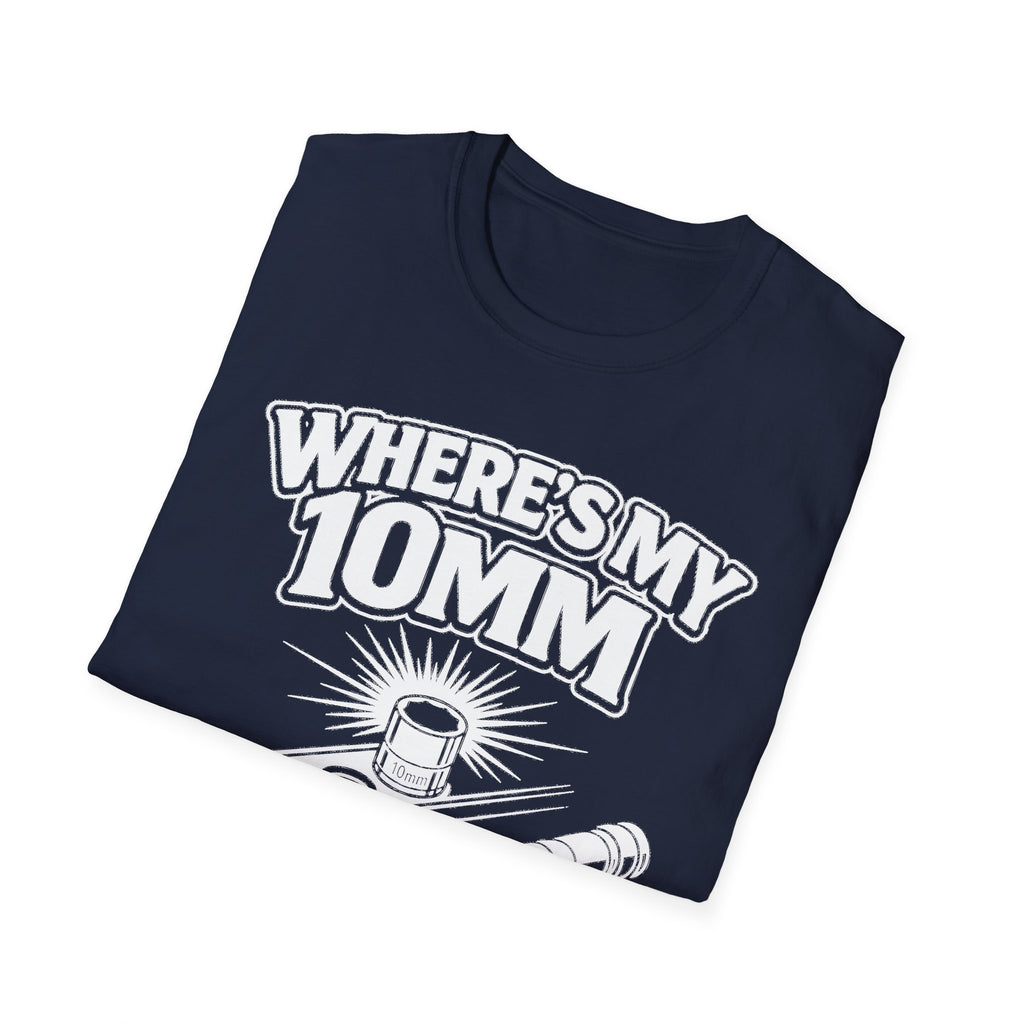 Navy T-Shirt mit Aufdruck „Where's My 10mm“ und Ratsche-Grafik