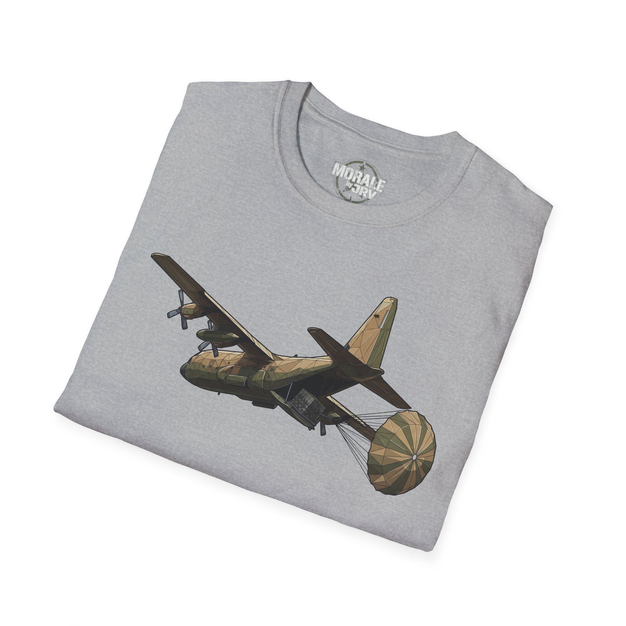 Vintage C-130 cargo plane T-shirt, heather Sport Grey with aircraft graphic