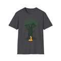 Dark heather T-shirt with enchanted tree and yellow door graphic